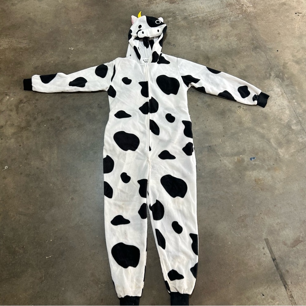 Cow Print Hooded Onesie - Black & White Animal Pajama